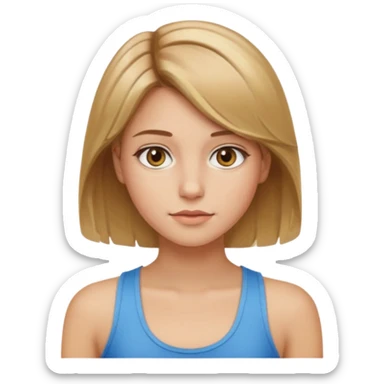 girl with light brown hair and blonde highlights hazel eyes and a tanktop sticker