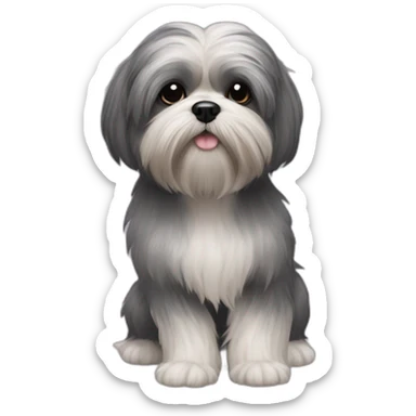 Dog shih tzu westie mix dark gray fur sticker