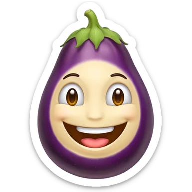 Emoji sourire avec aubergine sticker