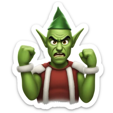 Angry elf with a fist sticker