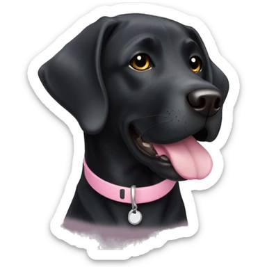 Black Labrador with light pink collar  sticker