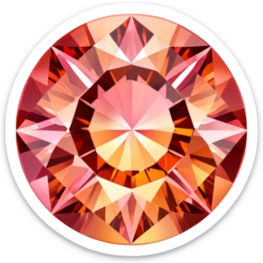 Round cut Padparadscha sapphire with sunset orange-pink hue and sparkling facets sticker