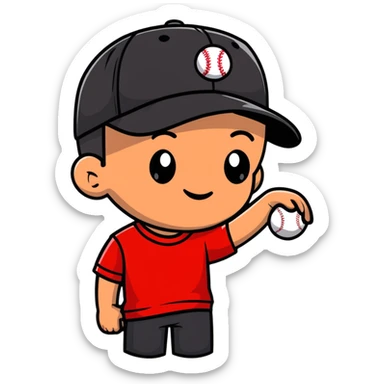 boy avatar with baseball cap and red t-shirt sticker