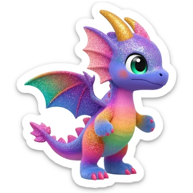 Randomly-colored gradients-colored cute fuzzy realistic glittery Randomly-faerie-drake-colored sparkly exotic Fakémon-creature sticker