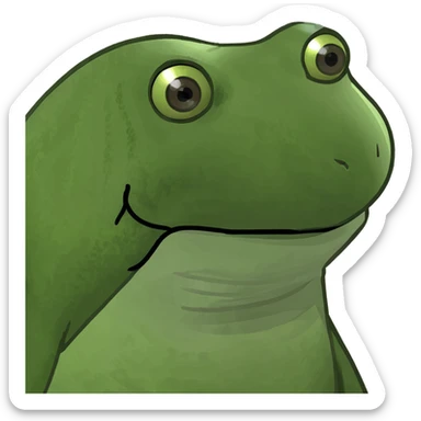 screaming face emoji, green bufo frog meme style, wide open mouth, expressive eyes, no text sticker