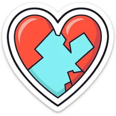 Heart broken in half sticker