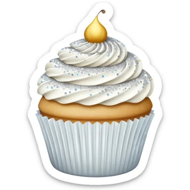 Glitter White Cupcake sticker