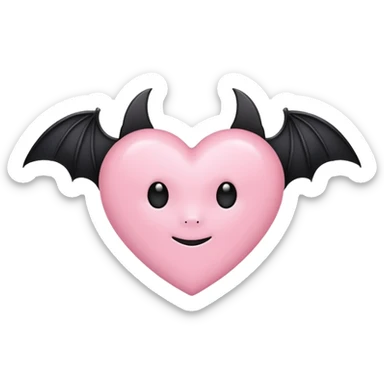 Light pink heart black bat in the center sticker