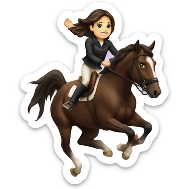 Brunette girl jumping a horse sticker