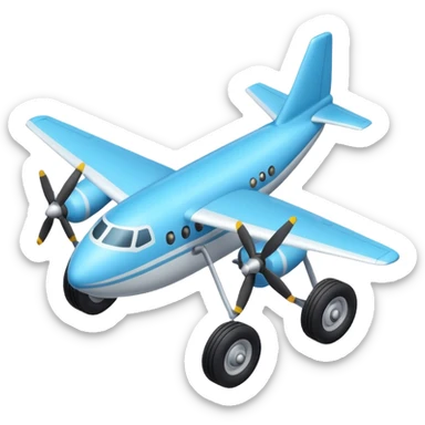 The aircraft's landing gear is one inflated, plump wheel with a strut, black in color, cartoon-style, isometric sticker