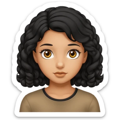 Girl with black curled hair tan and hazel eyes sticker