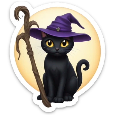 a black cat witch sticker