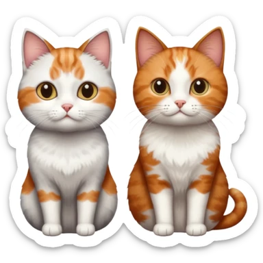 3 different coloured tiny short haired cats, including a dark brown tabby and white cat, and a dark grey and white and a ginger and white sticker