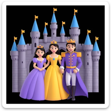 prince and princess disny dress close up photo in castle sticker