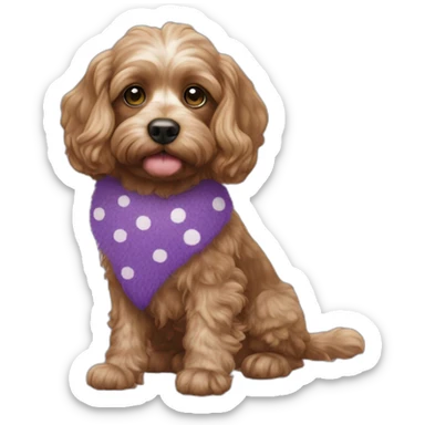 cavapoo with purple fur and green polka dots sticker