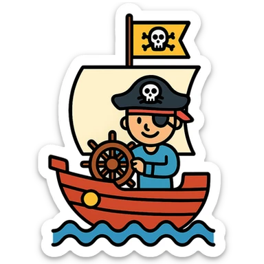 pirate sailing on a ship sticker