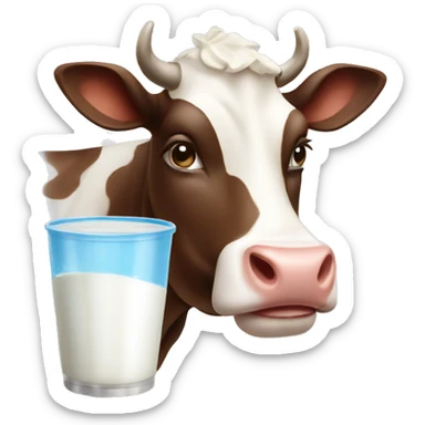 A cow that gives milk with chocolate sticker