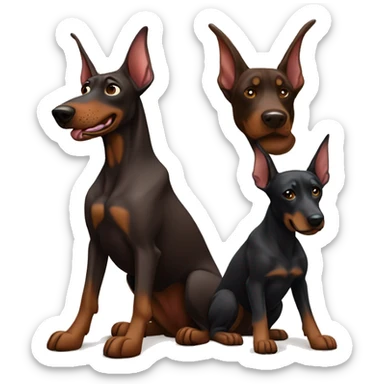 Choco Doberman with erect ears and black Doberman with hanging ears sticker