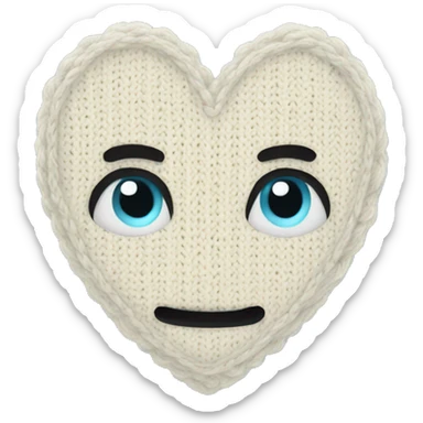 Knitted baby blue heart sticker
