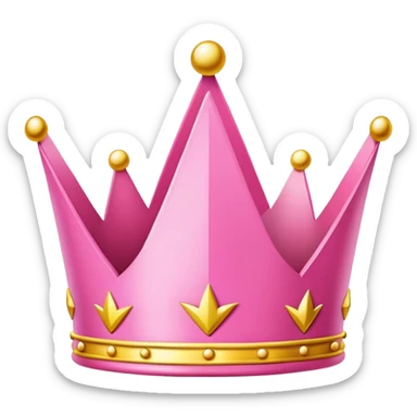 pink crown icon with five rounded points, outlined in yellow. sticker