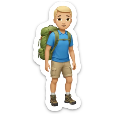 ligth man with backpack and hiking clothes, full body sticker