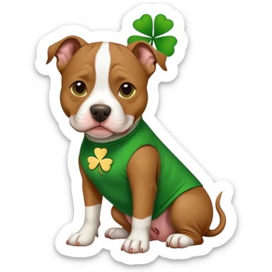Pit bull dog wearing a shamrock shirt  sticker