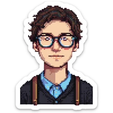 nerdy guy with glasses sticker