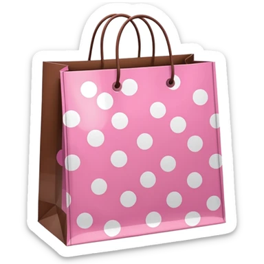 pink and brown polka dot shopping bags sticker