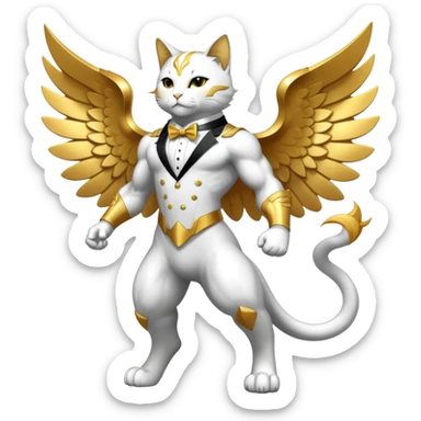 Transcendent celestial infinity cosmic galactic energy Mega neon unicorn dragon hydra hyper rare golden penguin Golden Divine god angel Omni Black and white Super muscular Buff sigma Gigachad cat full body tuxedo colored  sticker