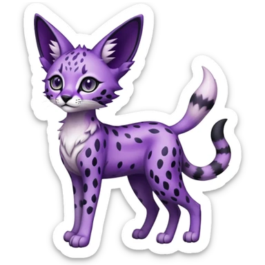 Kawaii Cute Edgy Black Purple White ethereal eldritch Serval-Fionbri-Vernid full body sticker