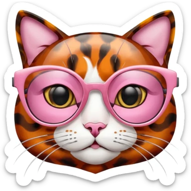 Rose pink glasses, cat type. sticker