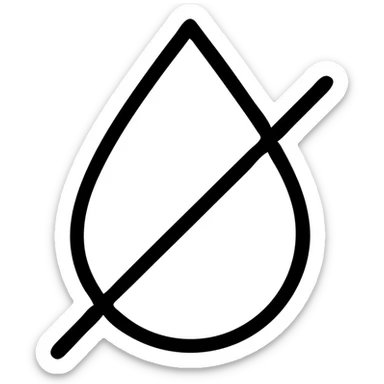 alcohol free icon, stylized droplet with a slash, monochrome, modern, vector style sticker