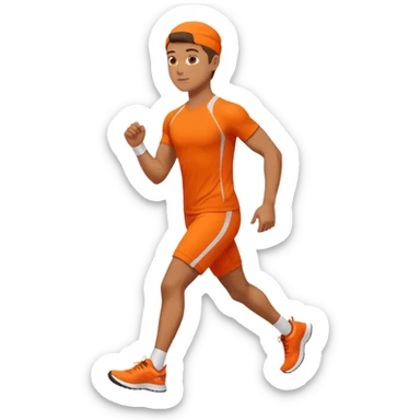 mach mir eine atheltischen typen mit orangener fitness kleidung der gerade einen sapziergang macht sticker