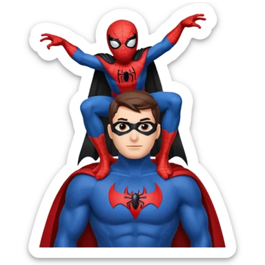 Spider-Man on Batman’s shoulders sticker