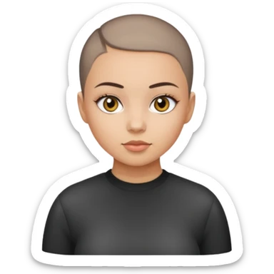 WITHE CAT STAND WITH HAZEL EYES , BLACKF BUZZ CUT LIGHT SKIN ROUND FACE GIRL sticker