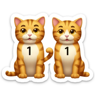 two muscular cats holding up the number 13 sticker