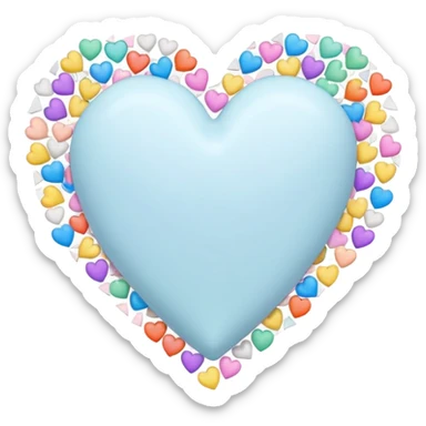 white heart with a pastel confetti sticker