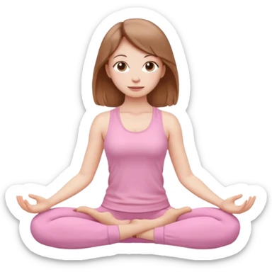 yoga girl with pale skin and light brown hair in light pink clothes sticker