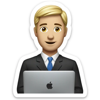 realistic emoji of a male attendant using his macbook sticker