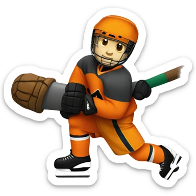 Cannon with hockey player with oragne clothes sticker