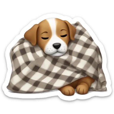  puppy sleeping with a blanket sticker