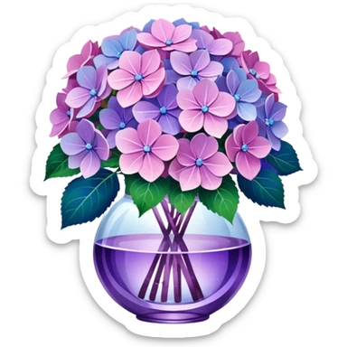 Bouquet Of Hydrangeas In Crystal Vase sticker