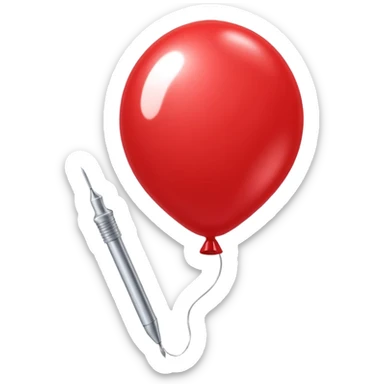 Red balloon being popped by a needle sticker