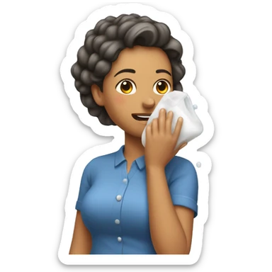 Mujer lavándose a cara con jabón sticker