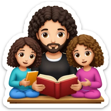 Devotional Christ with 3 girls black curly in house reading sticker