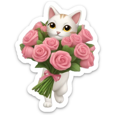 Cat carrying bouquet  sticker