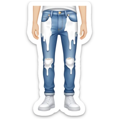 white paint dripping down jean pants sticker