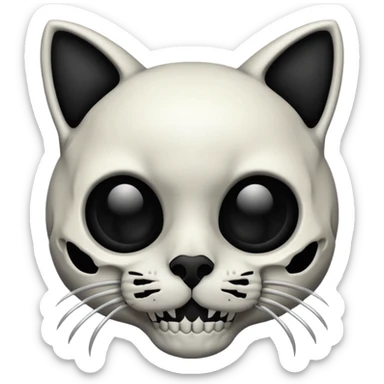 Cute Cat skull black silver  sticker