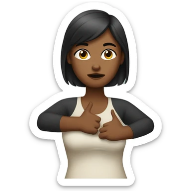 A woman expresses rejection by making an X with her arms in front of her chest. sticker