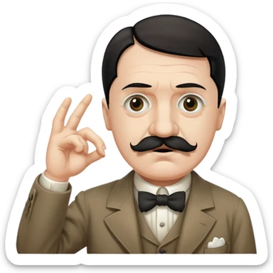 Adolf hitler with a Charlie Chaplin mustache throwing up CK sticker
